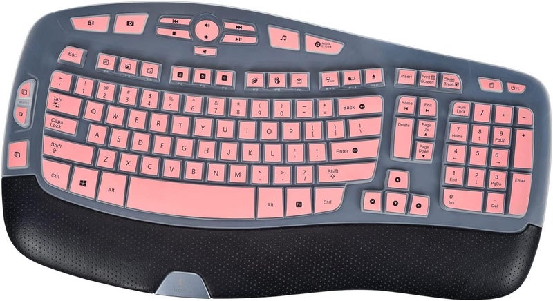 imComor Keyboard Cover for Logitech K350 MK550 MK570 Wireless Wave Keyboard Cover Skin Protector, Logitech K350 MK550 MK570 Accessories, Pink - Image 1